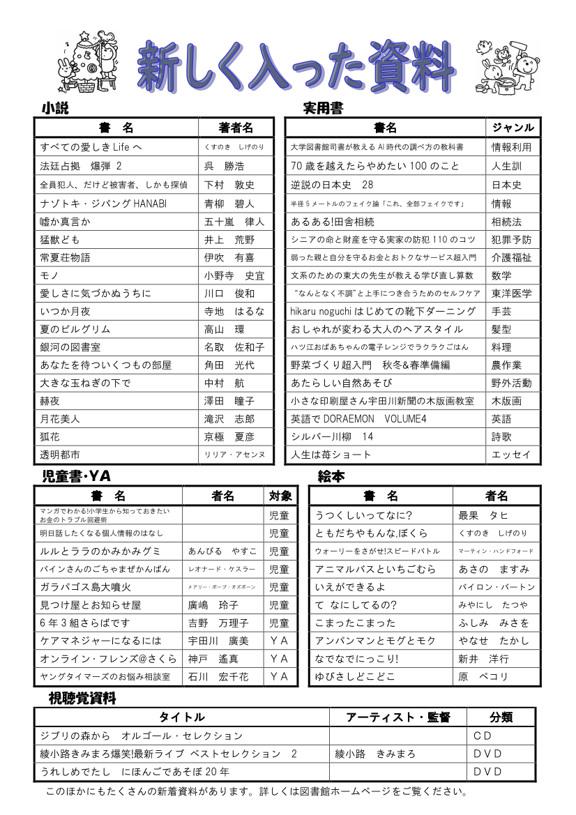 図書館だよりＮｏ．１５８　表