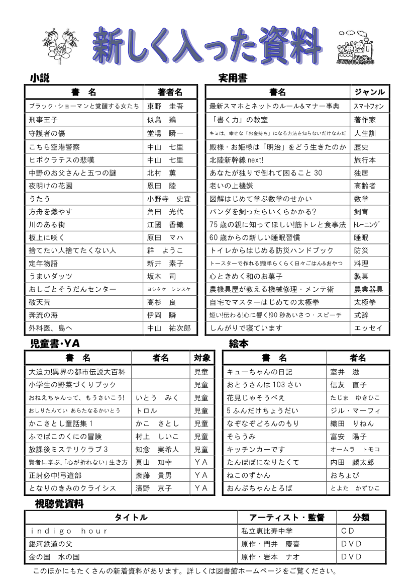 図書館だより　Ｎｏ．１５１　裏