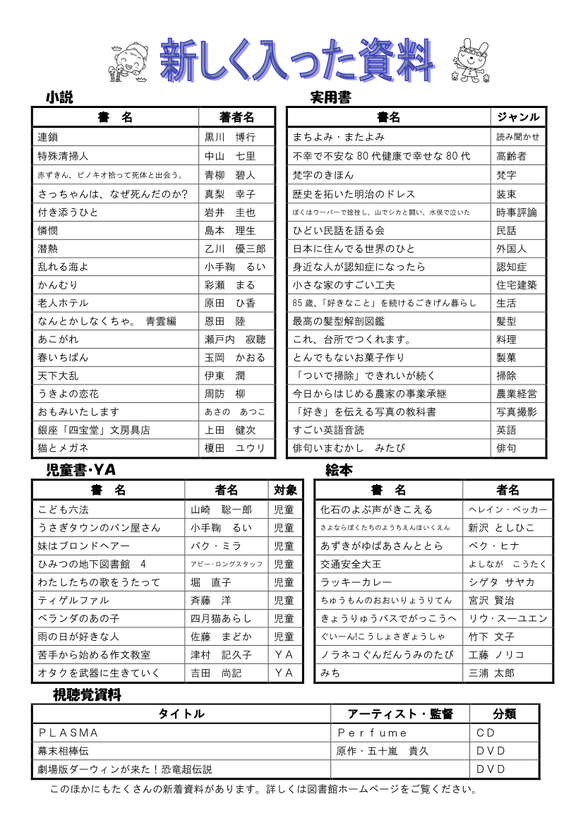 図書館だより　Ｎｏ．１３７　裏
