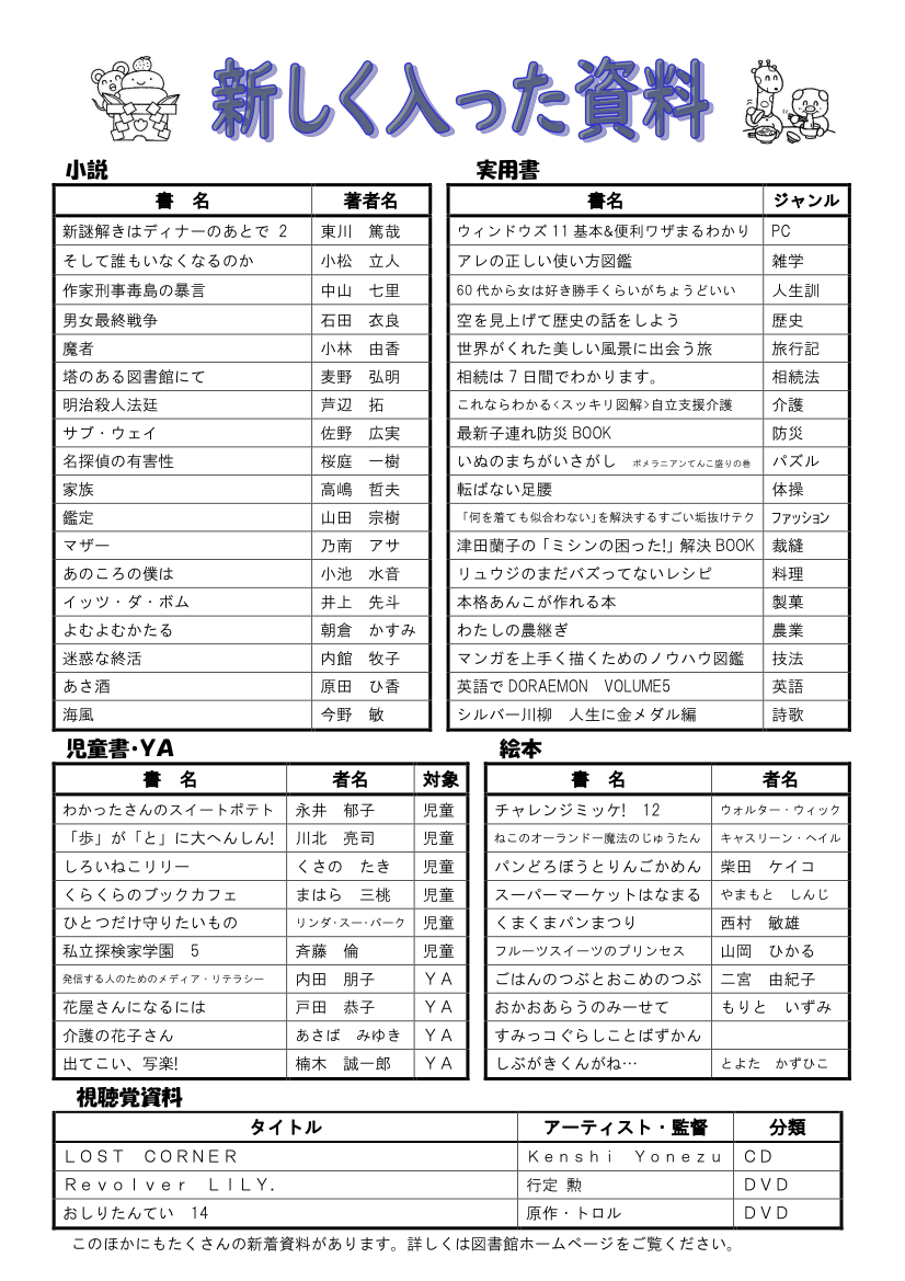 図書館だよりＮｏ．１５９　裏