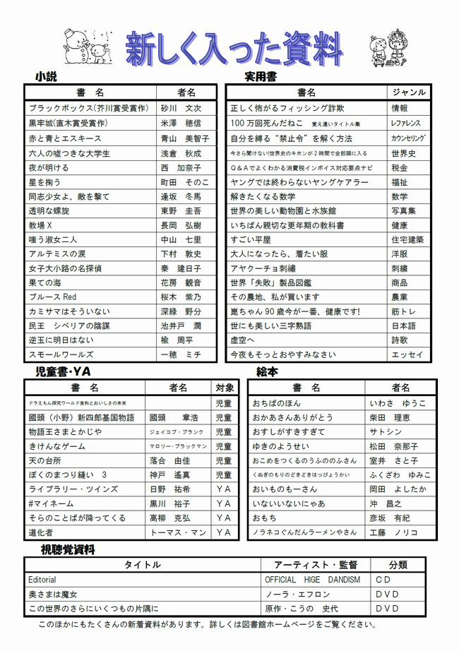 図書館だよりＮｏ．１２４　裏