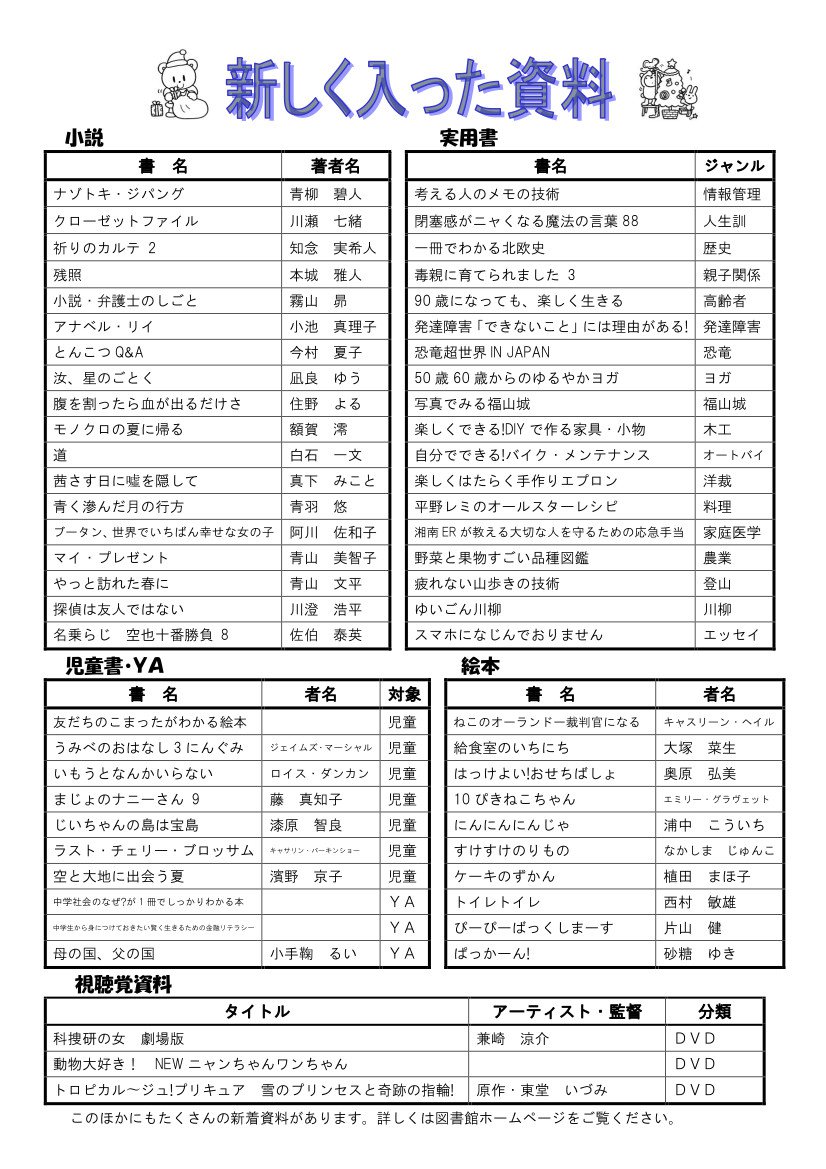 図書館だよりＮｏ．１３４　裏